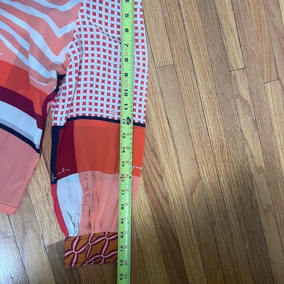 Tory Burch Silk Patchwork Branded Blouse Size 14 $385 - Picture 15 of 16